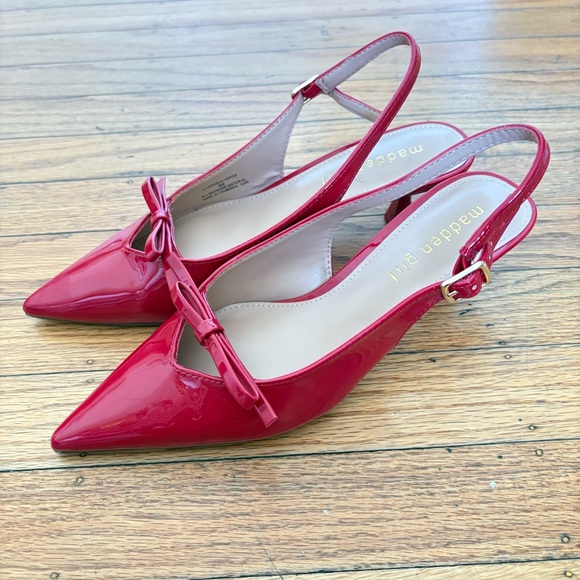 Madden Girl Glossy Red Slingback Heels - Picture 1 of 4